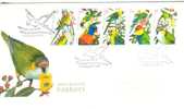 AUSTRALIA  FDC PARROTS BIRD BIRDS SET OF 5 STAMPS  DATED 08-02-2005 CTO SG? READ DESCRIPTION !! - Storia Postale