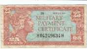 25 Cent Military Payment Certificate Series 611, #M52, Cyprus Korea Japan Libya Usage 1964-1969 - 1964-1969 - Series 611