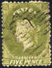 Ceylon #52 (SG #54b) Used 5p Victoria From 1863 - Ceilán (...-1947)