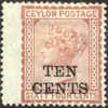 Ceylon #104 (SG#164) Mint Hinged 10c On 64c Victoria From 1885 - Ceylon (...-1947)