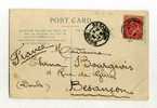 -  GRANDE BRETAGNE 1902/11 . AFFRANCHISSEMENT SIMPLE DE 1904 SUR CP POUR LA FRANCE - Covers & Documents
