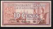 FRENCH INDOCHINA  P85c 10 CENTS  1939  #AJ    UNC - Indochine