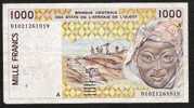 WAS COTE D IVOIRE  P111Aj   1000  FRANCS   2001      VF    NO P.h. ! - Côte D'Ivoire