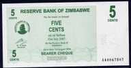 ZIMBABWE :  5 Cents - Bearer Cheque - 2006 - UNC - Simbabwe