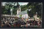 Early Postcard Sunday Service At Kirk Braddan Church Isle Of Man - Ref 537 - Isle Of Man