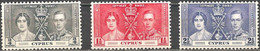 CYPRUS..1937..Michel # 133-135..MLH. - Cipro (...-1960)