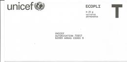 Enveloppe Reponse T " UNICEF " ( Humanitaire , ONG ) - Cards/T Return Covers