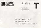 Enveloppe Reponse T " ACTION CONTRE LA FAIM " ( Humanitaire , ONG ) - Kaarten/Brieven Antwoorden T