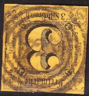 THURN & TAXIS 1852 Freimarken Ziffern 3 Gr Schwarz Auf Gelb Michel 6 - Gebraucht
