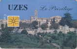 # Carte A Puce Cev UZES Recto: Vue De La Ville / Verso: Logo Ucia, CA Gard, Uzes Et Chambre De Commerce Carte Brillante - Treuekarten