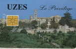 # Carte A Puce Cev UZES Recto: Vue De La Ville / Verso: Logo Ucia, CA Gard, Uzes Et Chambre De Commerce Carte Mate - Treuekarten