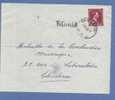 832 Op Brief Met Cirkelstempel CHARLEROI, Met Naamstempel (Griffe) VIESVILLE (VK) - 1936-1957 Offener Kragen