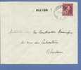 832 Op Brief Met Cirkelstempel CHARLEROI, Met Naamstempel (Griffe)  PIETON  (VK) - 1936-1957 Offener Kragen
