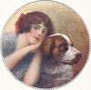 ILLUSTRATEUR.MONESTIER.FEMME  .CHIEN.SAINT BERNARD.MEDAILLON - Monestier, C.