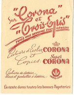 Buvard Corona Et Trois Epis - Papierwaren