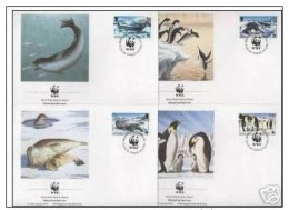 British Antarctic Territory 1992 WWF W. W. F.  Wildlife Pinguins Seal Fauna Set 4x FDC - FDC