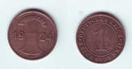 Germany 1 Reichspfennig 1924 G - 1 Rentenpfennig & 1 Reichspfennig