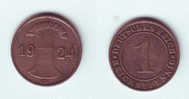 Germany 1 Reichspfennig 1924 G - 1 Renten- & 1 Reichspfennig