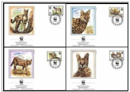 Burundi 1992 WWF W. W. F. Serval FDC Set X4 Cat Fauna Cats - FDC