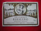 ETIQUETTE-VIN D´ALSACE-RIESLING -70 CL -APPELLATION CONTROLEE-REMI DE FOULANGES -NEGOCIANT-ELEVEUR A MEURSAULT-COTE D´OR - Riesling