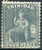 Trinidad #51 Variety (SG #71a) Mint Hinged Blue Grey 4p Brittania From 1872 - Trinité & Tobago (...-1961)