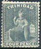 Trinidad #51 Variety (SG #71a) Mint Hinged Blue Grey 4p Brittania From 1872 - Trinidad & Tobago (...-1961)