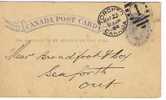 3548  Entero Postal, Toronto Ontario , Parrilla Numeral 1,   1884 - 1860-1899 Reign Of Victoria