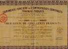 "Cie Foncière & D´entreprises Générales Travaux Publics SA" Paris 1930 - Obligation De 500 Fr - 7 % - Transporte