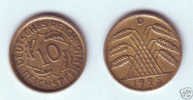 Germany 10 Reichspfennig 1925 D - 10 Rentenpfennig & 10 Reichspfennig