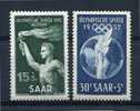 Germany/SAAR 1952 SC B89-0  MI 314-5 MLH Olympic Games,Helsinki.CV 15 Euro - Ete 1952: Helsinki