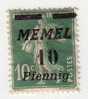 Memel Nº  47  10 P.s. 10 C.  Verde  De 1922 -- - Other & Unclassified