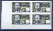 FRENCH COLONIES, AEF 20 FRANCS MISSING VALUE IMPERFORATED BLOCK OF 4 - NEVER HINGED **! - Nuevos