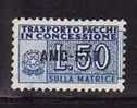 1953 -PACCHI IN CONCESSIONE - MATRICE - CAT. SASS. N° 2 USATO  VAL. CAT. 6.00€ - Postal And Consigned Parcels