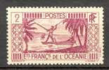 French Oceania 1913 Mi. 90   2 C Spear Fisherman Speerfischer MNG - Autres & Non Classés