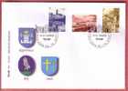 CROATIAN TOWNS  Koprivnica & Krk & Omis ( Croatia FDC ) Coat Of Arms Blason Owl ( Chouette - Hibou - Eule - Buho - Gufo) - Enveloppes