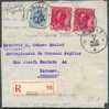 Affranchissement Léopold III + Lion à 2Fr50 Obl. Sc THIELT S/L. Recommandée Du 31-X-1935 Vers Waremme + (verso) Etiquett - Cartas & Documentos