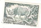 AFRIQUE EQUATORIALE FRANCAISE - THEME "FAUNE" RF 10 C  NON OBLITERE - Rhinozerosse