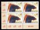 Bears Grizzly Panda Bären Ours MNH ** Block 4 Stamps  1,2 LEI, 2008 Romania - Orsi