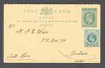 Natal Uprated Postal Stationery Ganzsache Entier Reply Card King Edward VII To Durban South Africa - Natal (1857-1909)