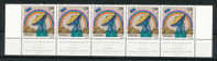 ISRAELE 1972 STAZIONE PER TELECOMUNICAZIONI SPAZIALI. STRISCIA INFERIORE X 5, MNH** YT 497 - Asien