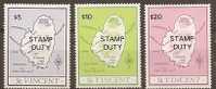 ST VINCENT - 1977 Maps Overprinted $5, $10, $20 + Stamp Duty. MNH - St.Vincent (1979-...)