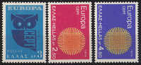 Grecia 1970 Europa 3 Vl  Nuovi Serie Completa - 1970