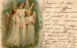 Fantaisie: Trois Anges Pour La Nouvelle Année , Oblitéréeen 1910 - Angeles