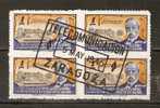 SPAIN 1945 HUERFANOS DE TELEGRAFOS ZARAGOZA BL4 - Bolli Di Censura Nazionalista