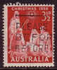 1958 - Australian Christmas 3.5d RED Nativity Scene Stamp FU - Used Stamps