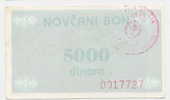 BOSNIA:  5000 Din ND(1992) AU *P-51b *hnds. NOVI TRAVNIK  *CAT. VALUE IS $ 350 - Bosnië En Herzegovina