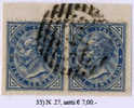 Italia-A.00035 - 1877 - Sassone: N.27 (o) - Coppia Su Frammento - Priva Di Difetti Occulti. - Oblitérés