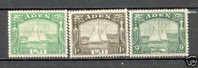 T)1937,ADEN,SCN 1,2,3 DHOW,MINT,PERF.13X11 1/2,SCV 13.50. - Aden (1854-1963)