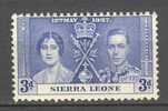 Sierra Leone 1937 SG. 187  3d. King George VI. Coronation MNH - Sierra Leone (...-1960)
