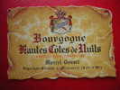 ETIQUETTE-BOURGOGNE-HAUTES COTES DE NUITS-APPELLATION CONTROLEE-MARCEL BOUVET-NEGOCIANT ELEVEUR A MEURSAULT - Bourgogne